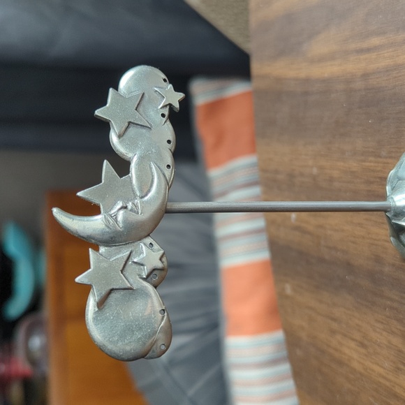 Vtg 1991 SEAGULL Pewter Signed Earring Tree Holder Stand Moon and Stars - Picture 8 of 9